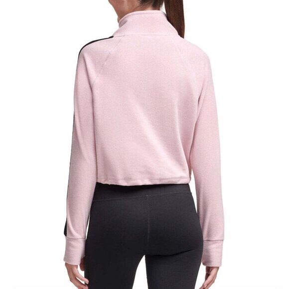 CALVIN KLEIN PERFORMANCE Half Zip Logo Top Purple Fleece 1/2 Zip Crop Sweatshirt - Picture 4 of 15